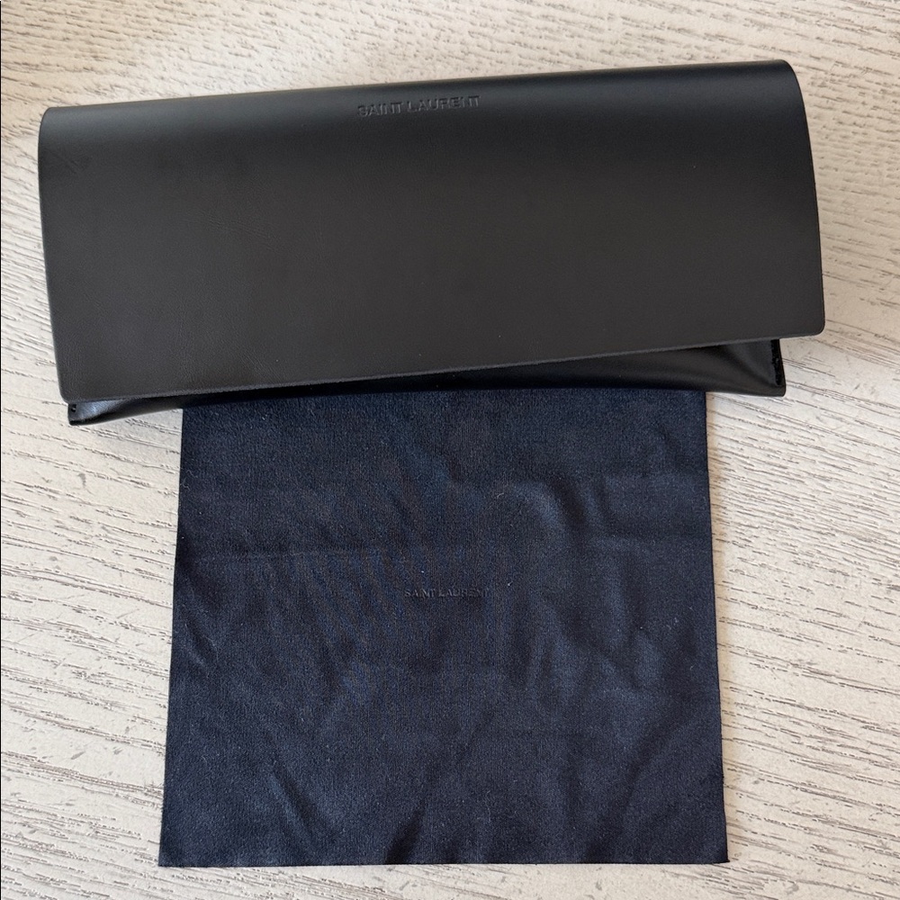 Saint Laurent sunglass case and cloth